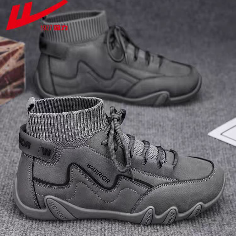 Warrior/回力男鞋2025新款皮面防水防滑休闲软底袜子口马丁靴631