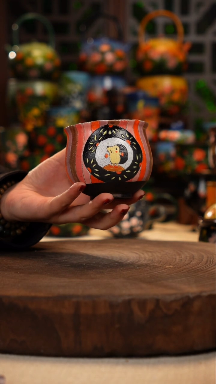 紫砂油画手绘釉下彩