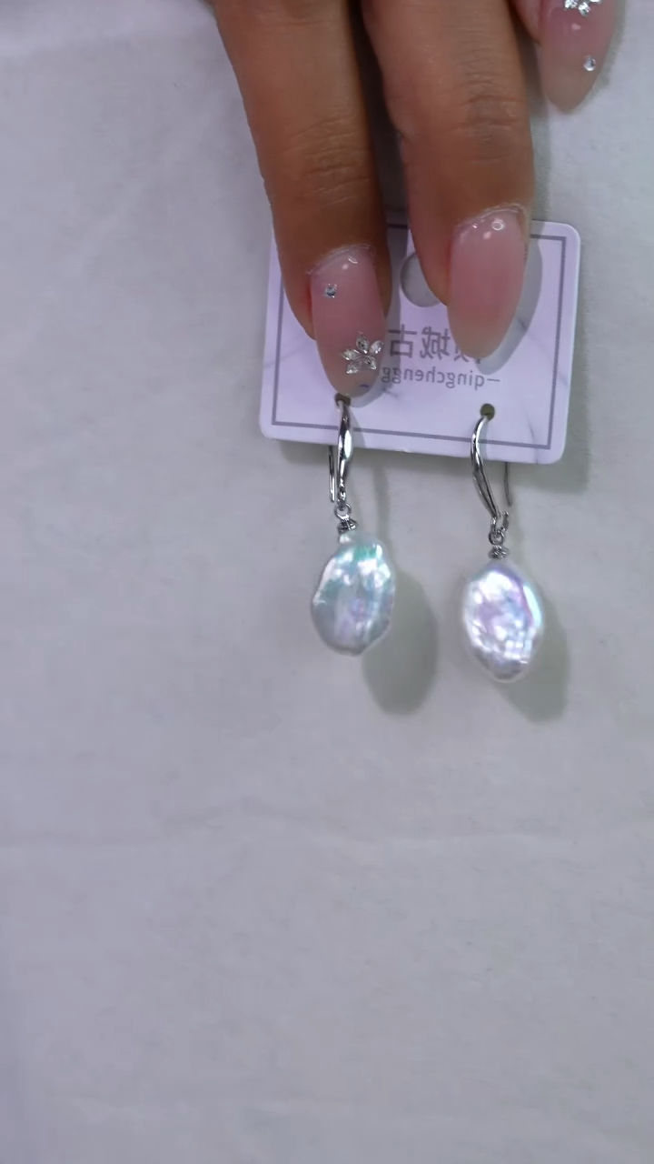 银S925镶嵌淡水珍珠耳饰66