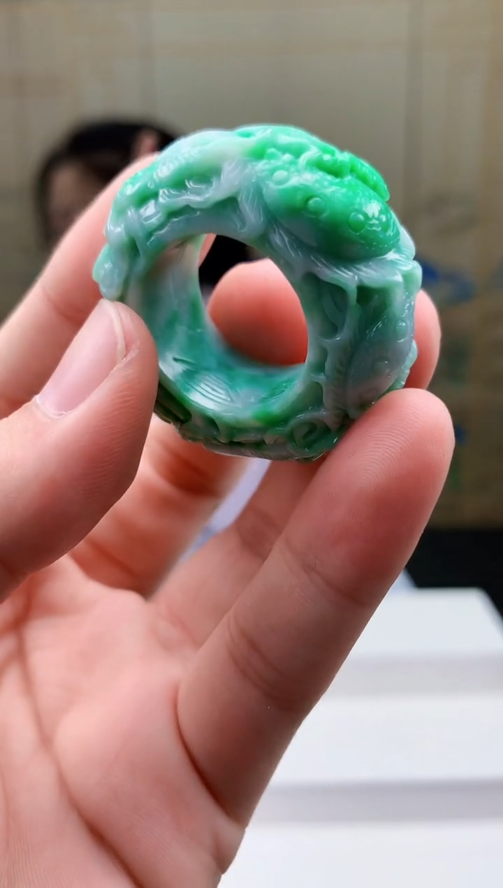 【闪购商品】定制翡翠未镶嵌4902bb-毛货扳指73