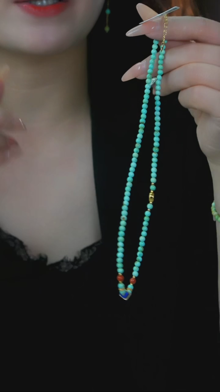 【闪购商品】绿松石项链银S925镶嵌发货一件