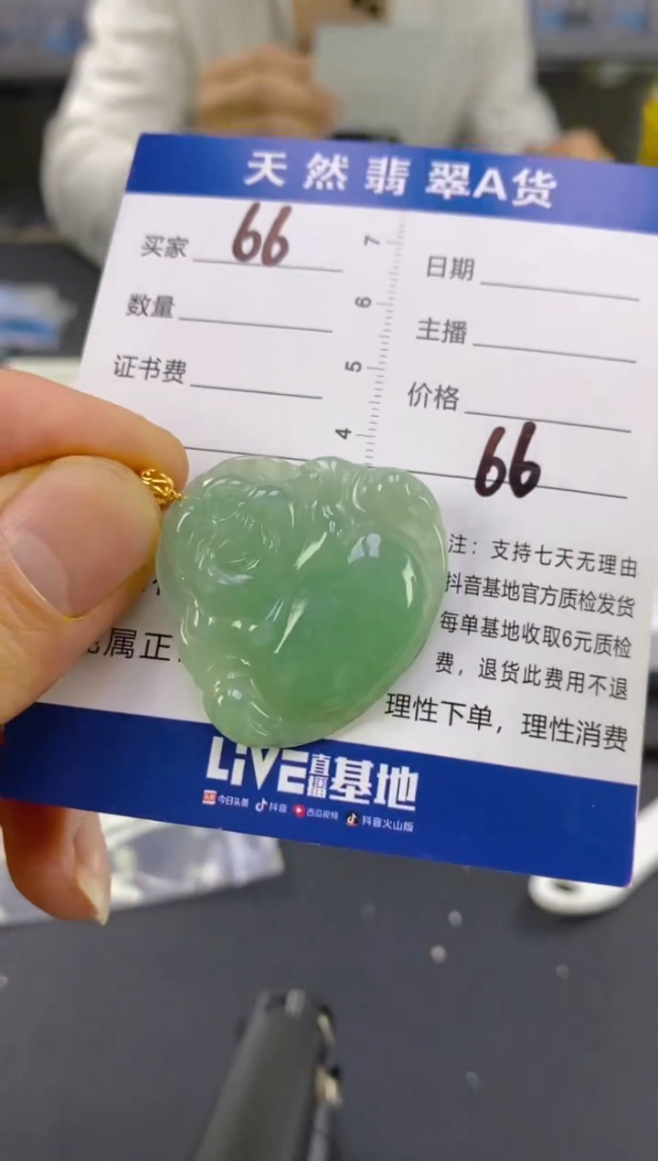 【闪购商品】翡翠颈饰18K金镶嵌天然A货翡翠