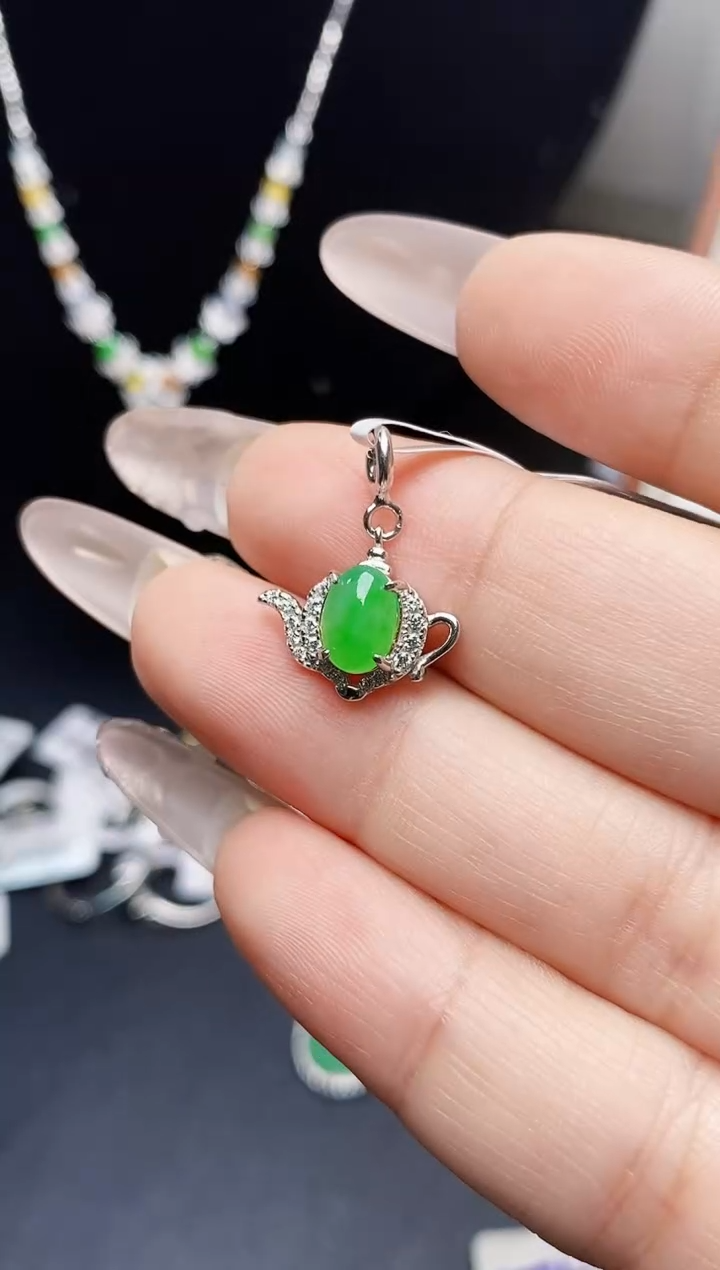 银S925镶嵌戒指翡翠小*5017