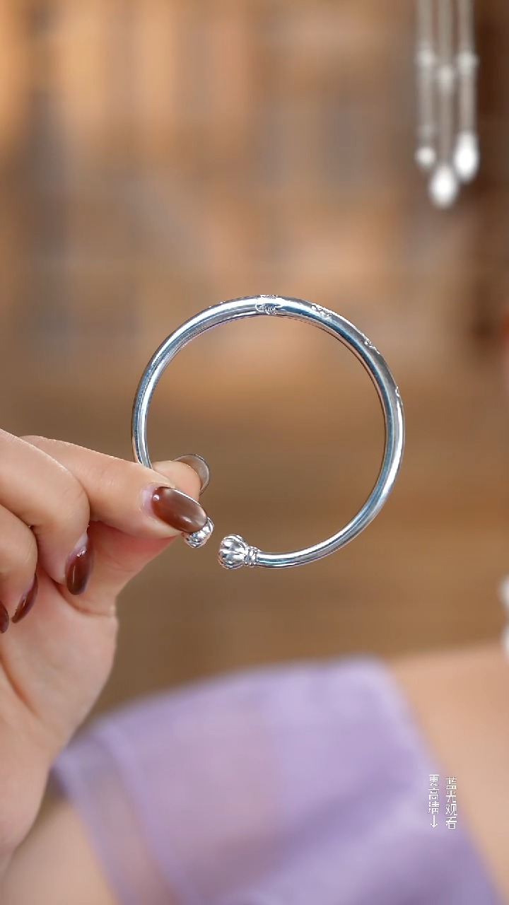 珐琅足银999*亮面古法南瓜樱花手镯35.4克