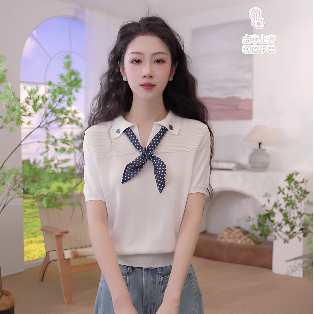 【商场同款】茵曼25秋季高腰复古百搭独特漂亮小衫女装