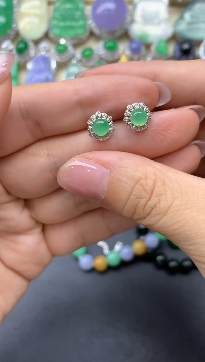 【闪购商品】翡翠耳饰18K金镶嵌285D 