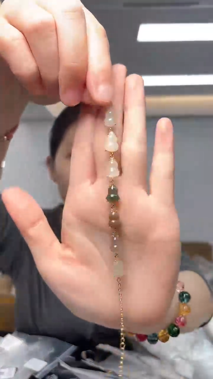 手链银S925镶嵌和田玉颜色随机（多样性单个发货）