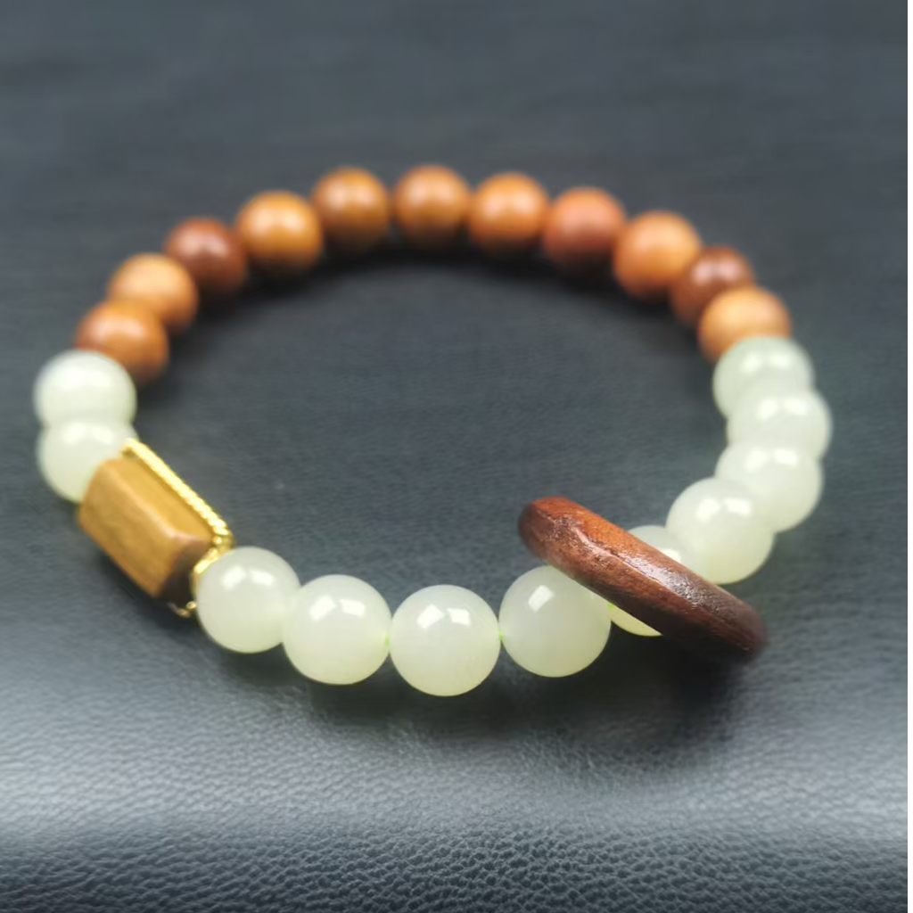 木带宝精美百搭公主风天然和田玉手串卡8手工时尚原创单圈