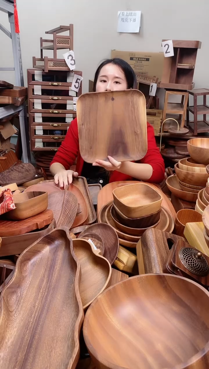 木   南美胡桃木正方盘25*25*2cm  整木   A