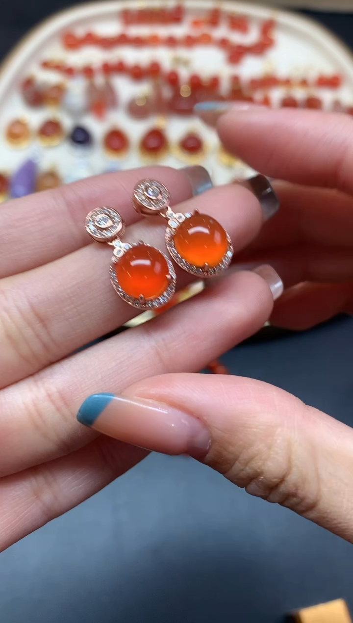 【闪购商品】南红玛瑙耳饰银S925镶嵌耳饰A56|168