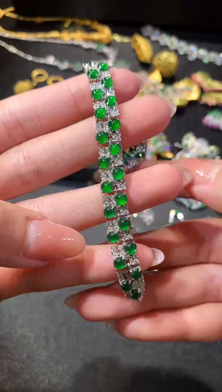 【闪购商品】翡翠手链银S925镶嵌110手链（多样性发货一件