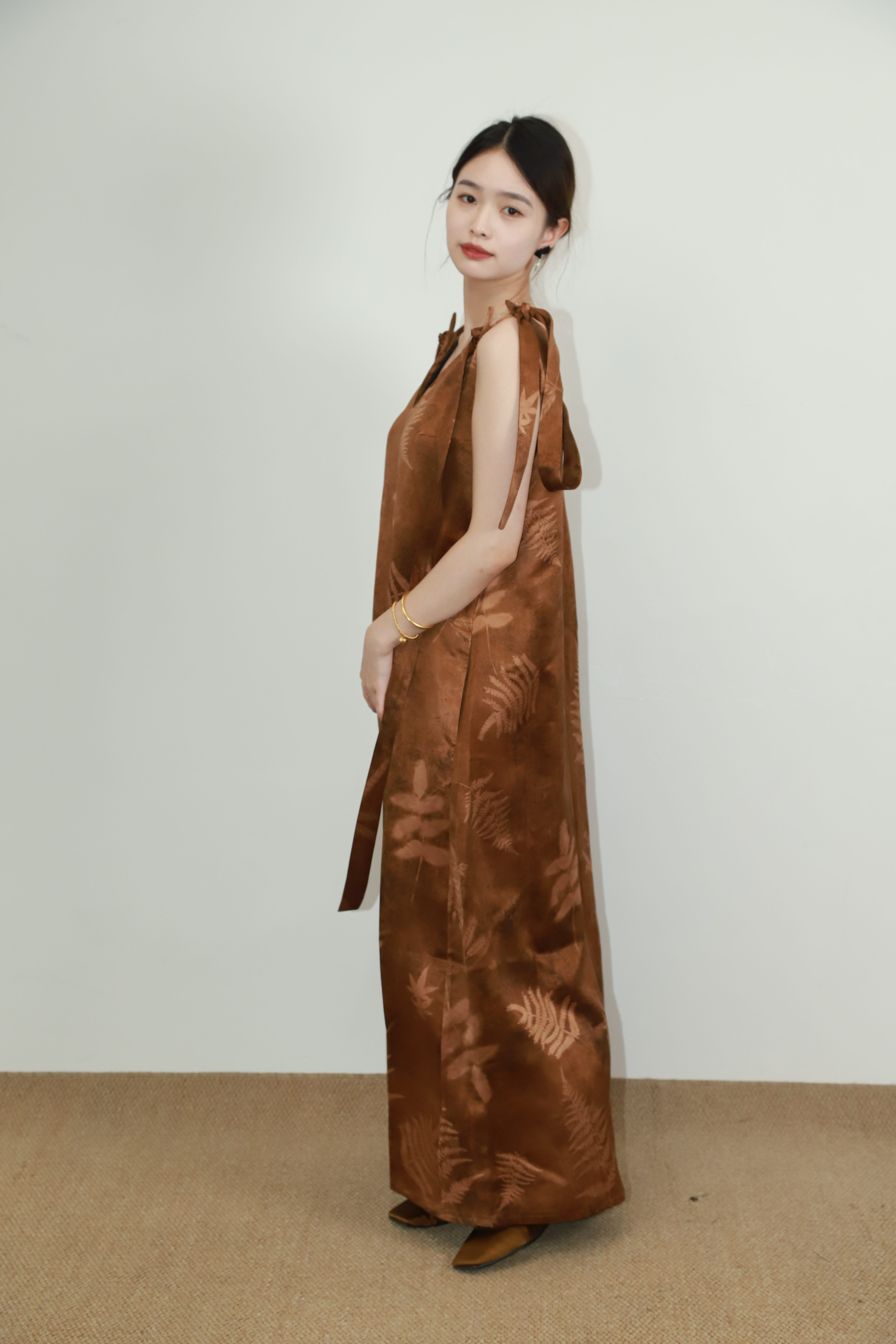 浔象丝绸『枫』重锻50姆米香云纱桑蚕丝连衣裙