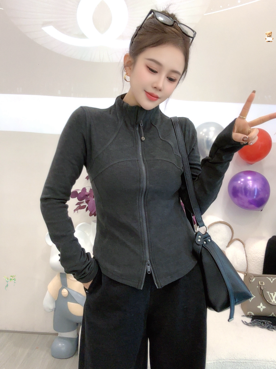 恰逢景梅子自留款冬季内搭女软糯百搭显瘦保暖德绒双头拉链开衫