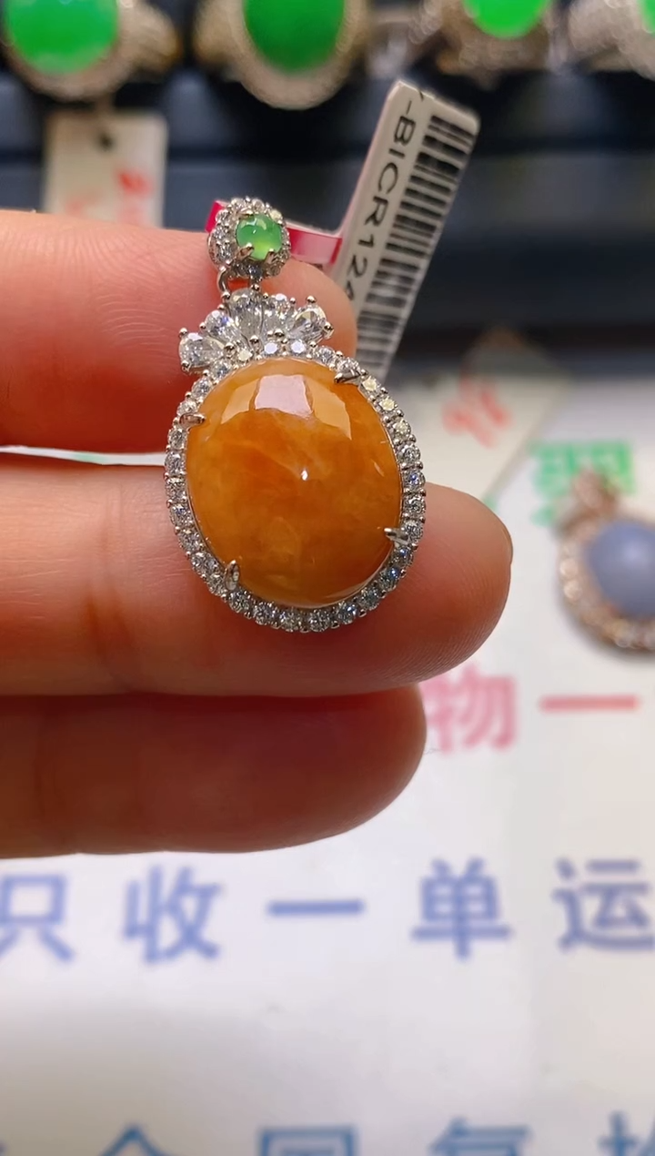 【闪购商品】翡翠耳饰银S925镶嵌天然A货翡翠1