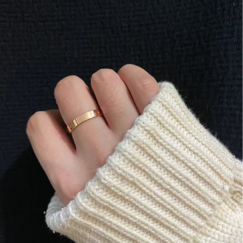 #粉色专享#001一字横光面戒指 一钻戒指轻奢百搭指环