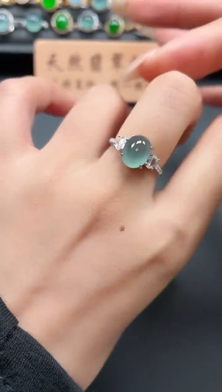 银S925镶嵌戒指翡翠1111111