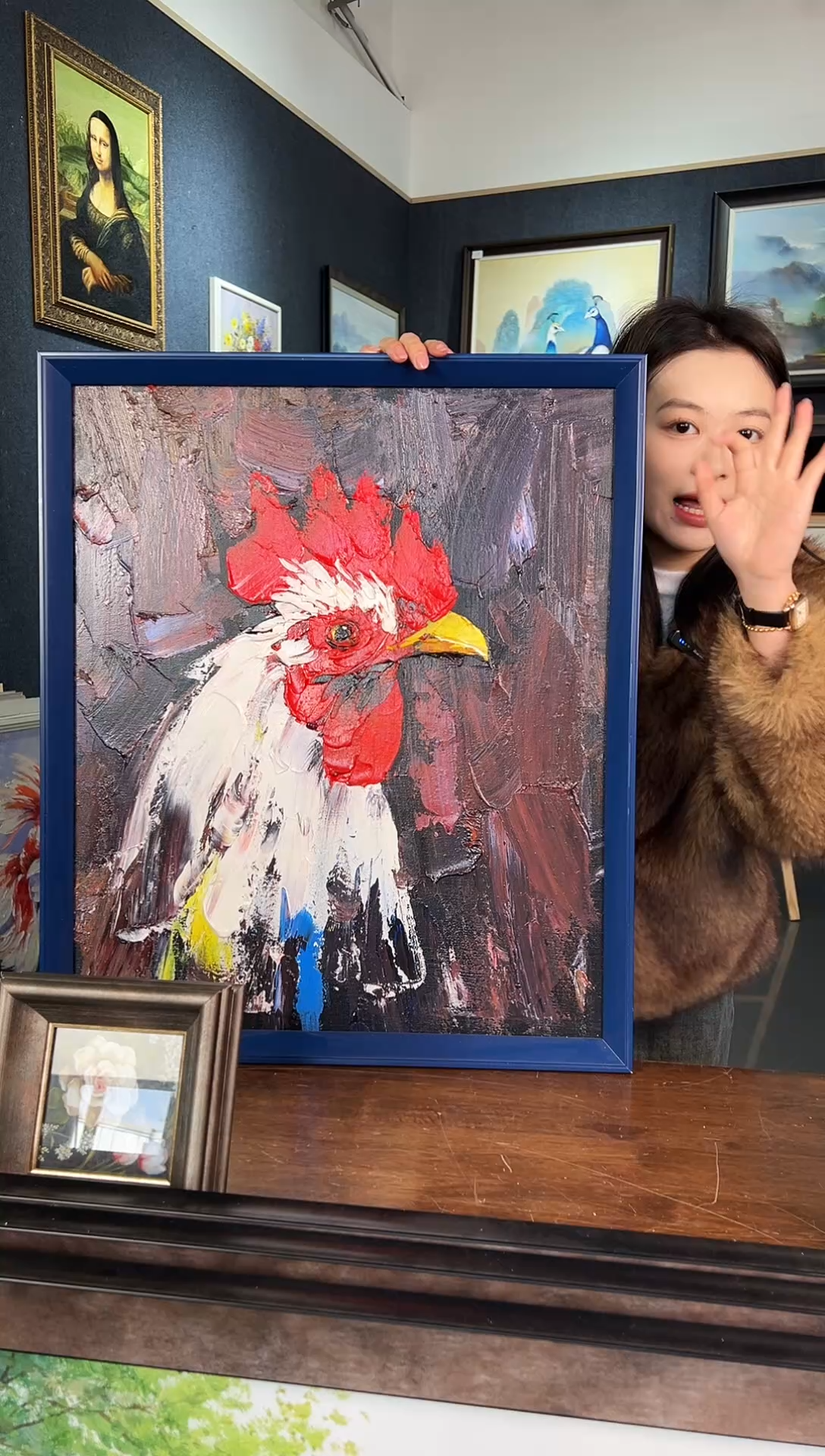 【闪购商品】油画1号 50*60 萌宠公鸡-手绘油画