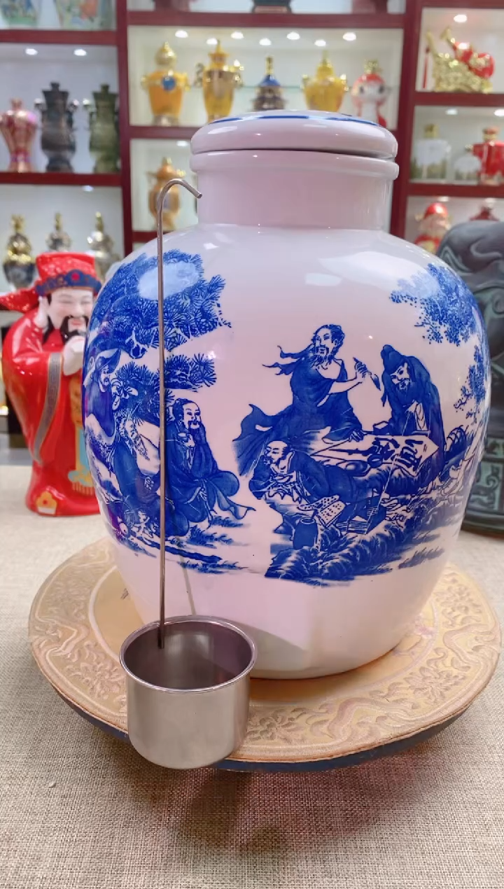 【闪购商品】摆件景德镇垚晶陶瓷微瑕10斤青花坛送打酒器