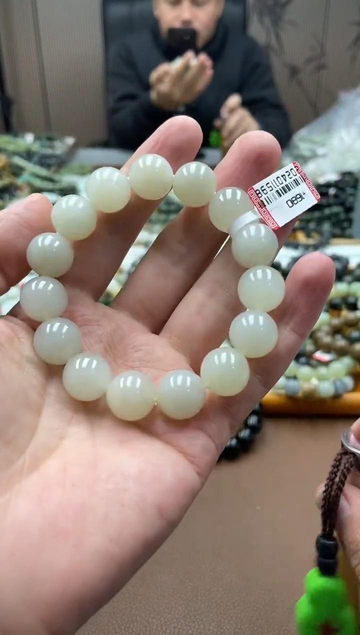 未镶嵌手串和田玉纯天然新疆且末青白14