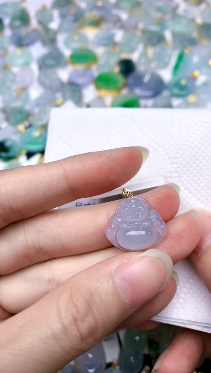 颈饰18K金镶嵌翡翠天然A货翡翠