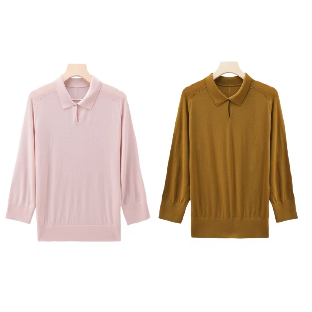 【LP】超细德国扬子200S钻石羊毛进口机挑孔针织Polo领 25049