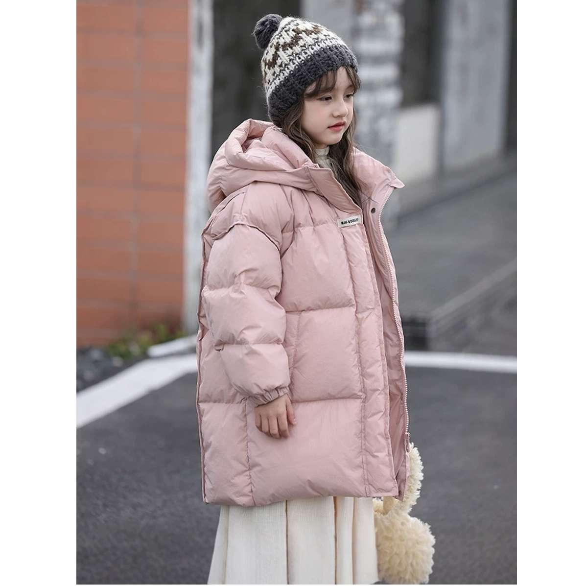 冬款2025男女童羽绒服白鸭绒中长款外套