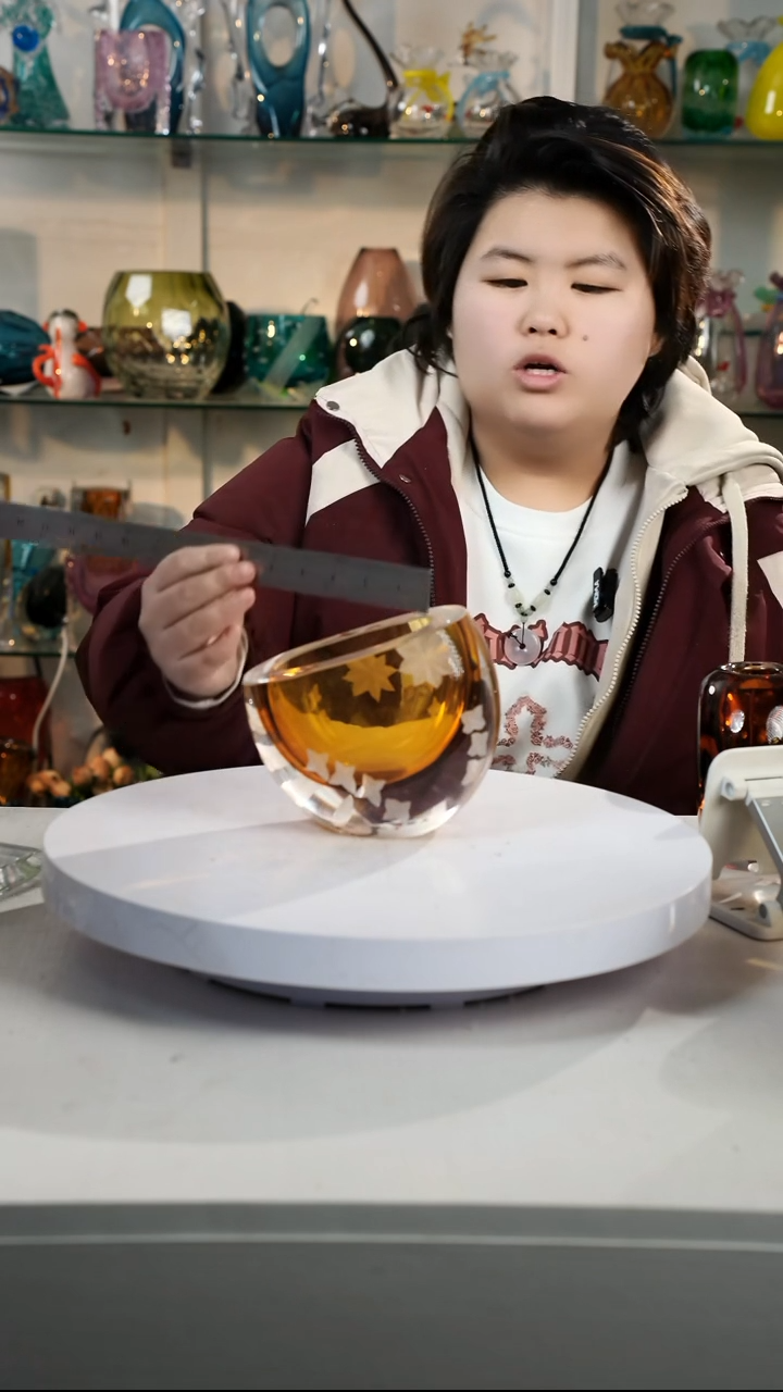 【闪购商品】琉璃【弘扬】高15轻奢琉璃花器正常手工痕迹