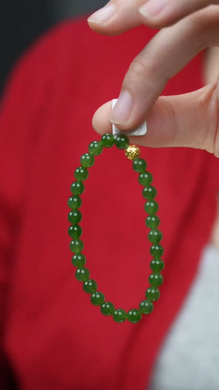 18K金镶嵌手链和田玉（碧玉）5