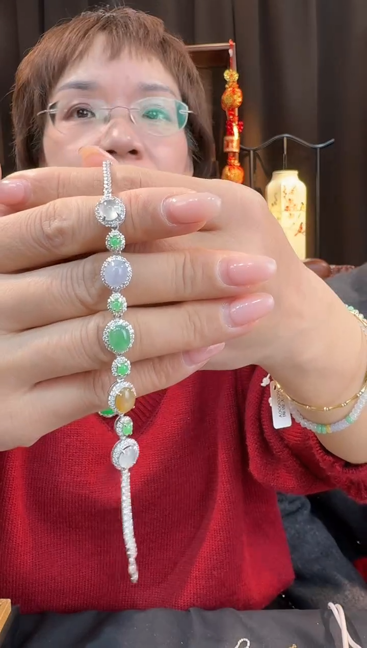 【闪购商品】翡翠手链银S925镶嵌手链