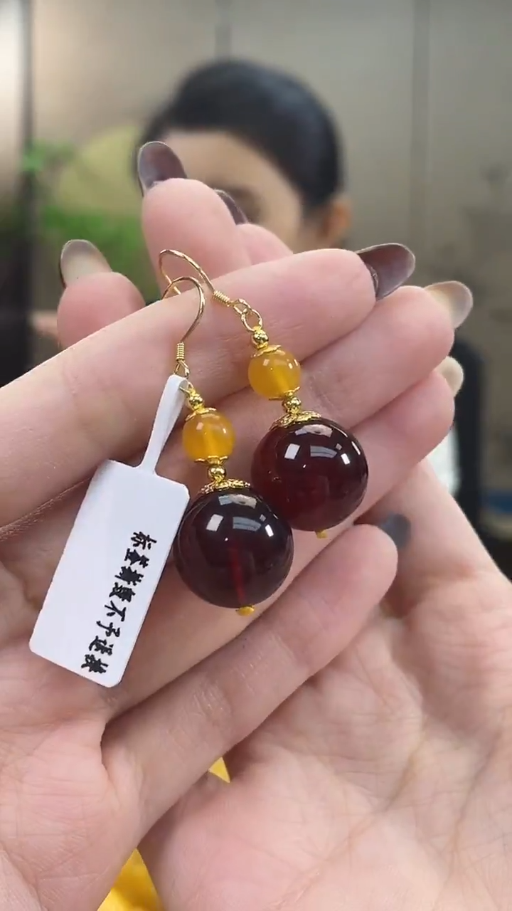 裸石琥珀银S925镶嵌j14