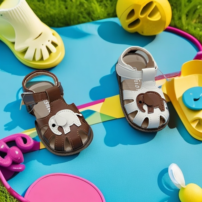 男童夏季包头橡胶波纹防滑底3D大象软底软皮