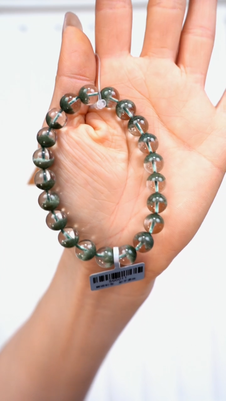 【闪购商品】水晶手链未镶嵌g158 绿幽灵手链9mm+