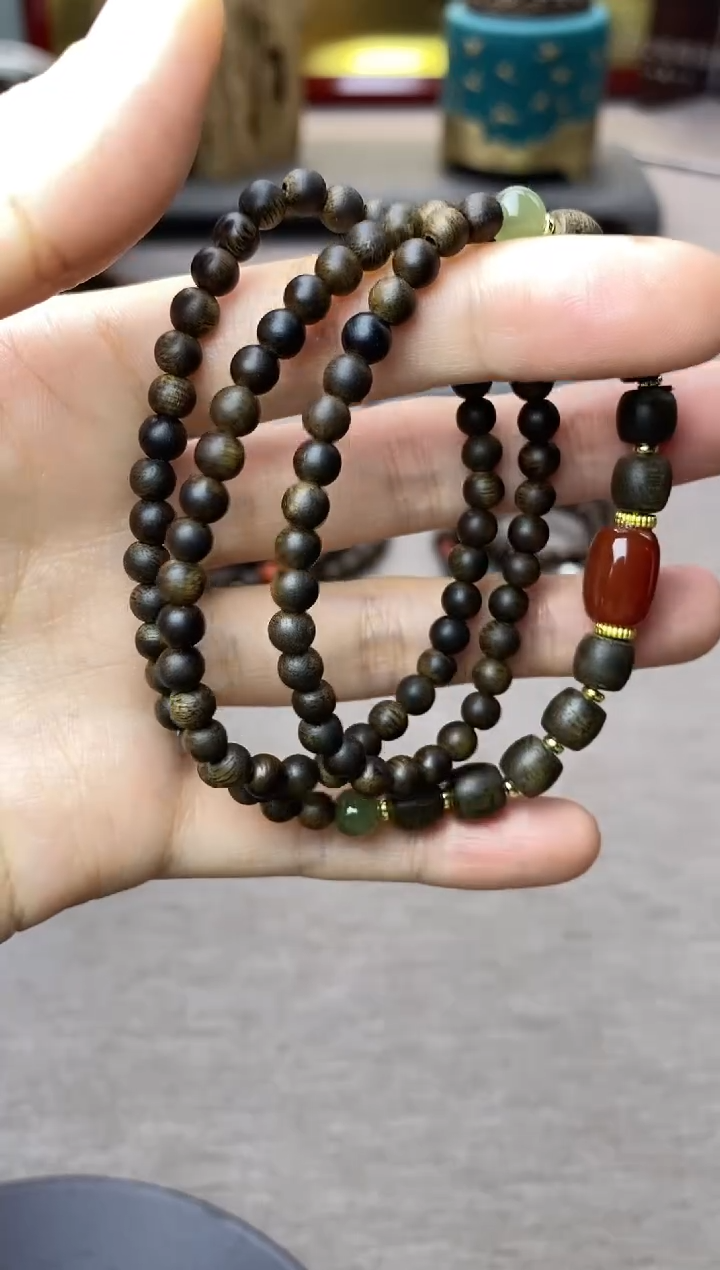 【闪购商品】沉香手串白棋04+紫棋06三圈设计