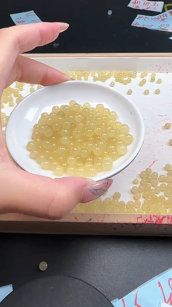 未镶嵌和田玉珠宝半成品蜂蜜水N256卡6mm散珠30颗