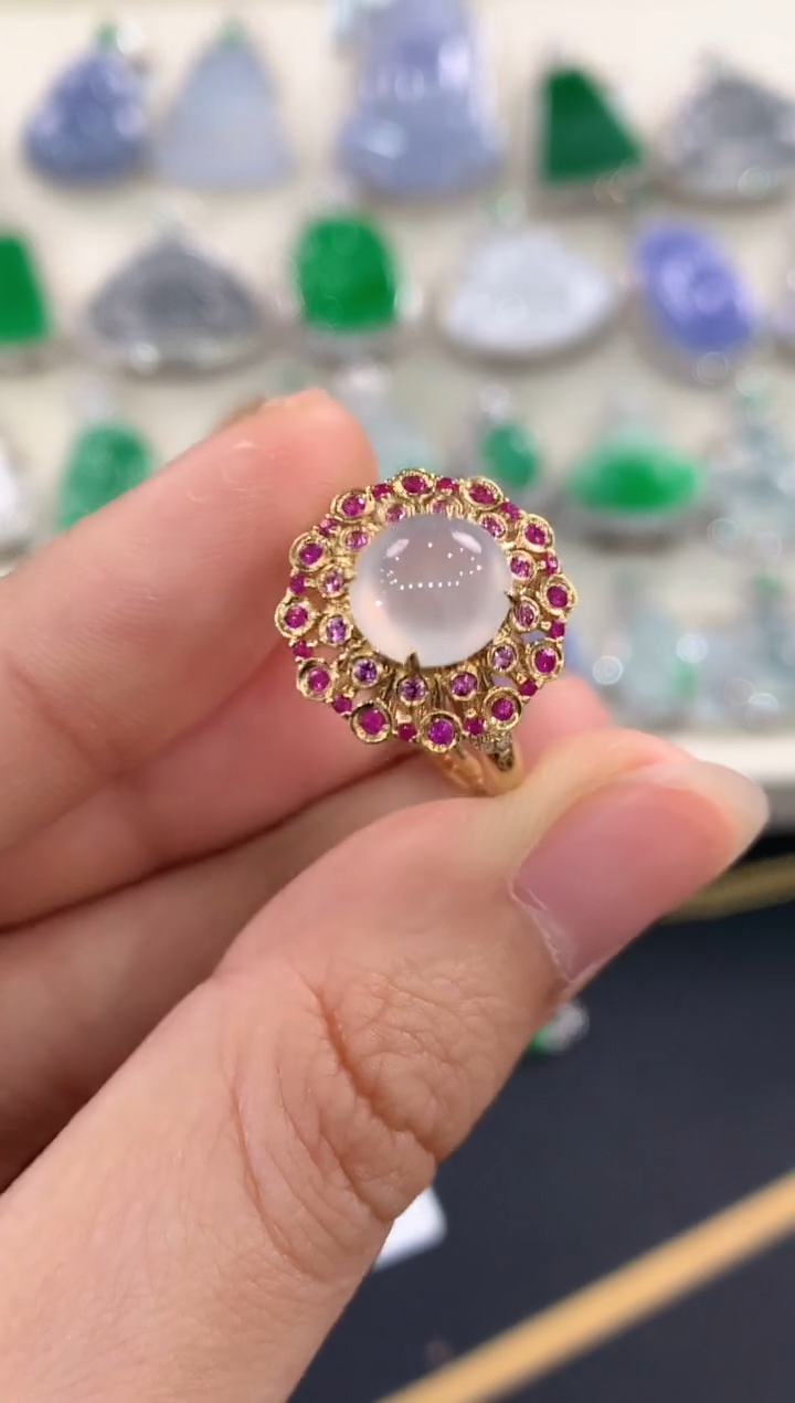 【闪购商品】翡翠戒指18K金镶嵌 B116          