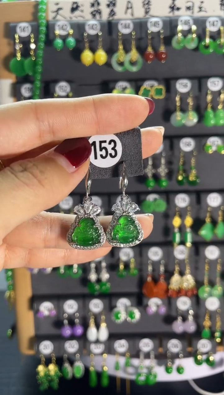 【闪购商品】翡翠耳饰银S925镶嵌153..