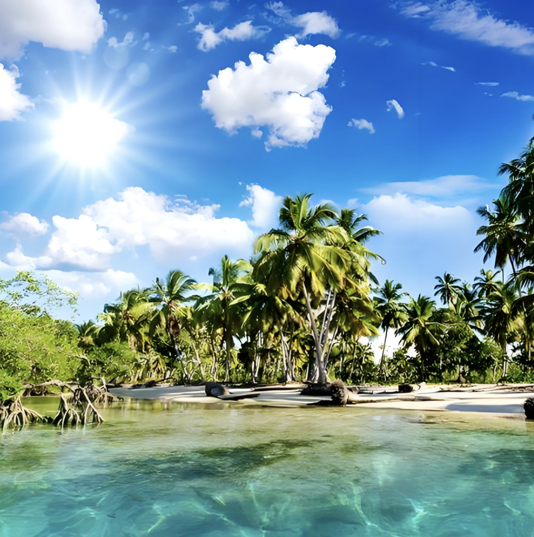 大自然风景优美金色沙滩 美景蓝天白云碧浪起伏美如画拼图