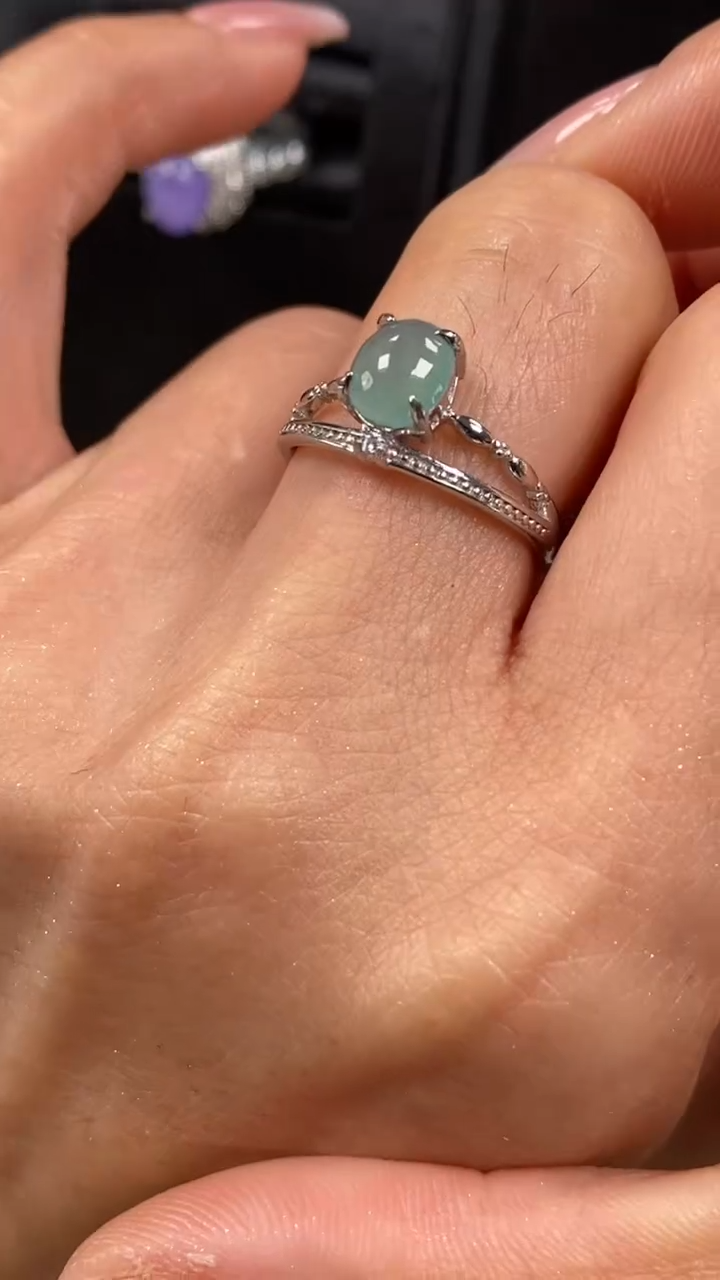 【闪购商品】翡翠戒指银S925镶嵌7886