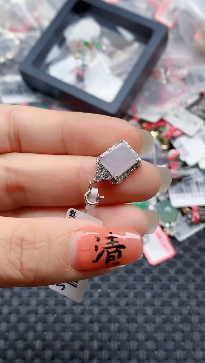 银S925镶嵌戒指翡翠天然A货缅甸翡翠