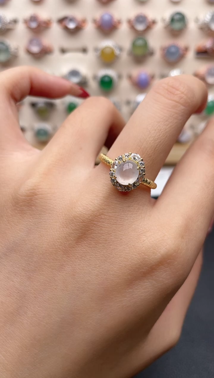 【闪购商品】翡翠戒指银S925镶嵌一物一证一礼盒