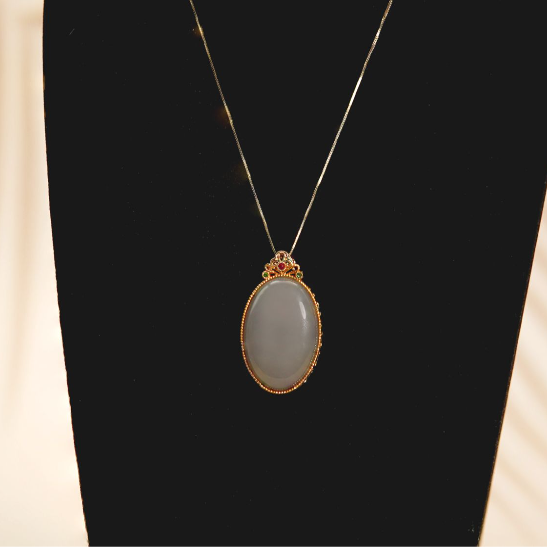 【苏禾一店】烟紫吊坠18K金镶嵌和田玉拍一发一（多样性发货）