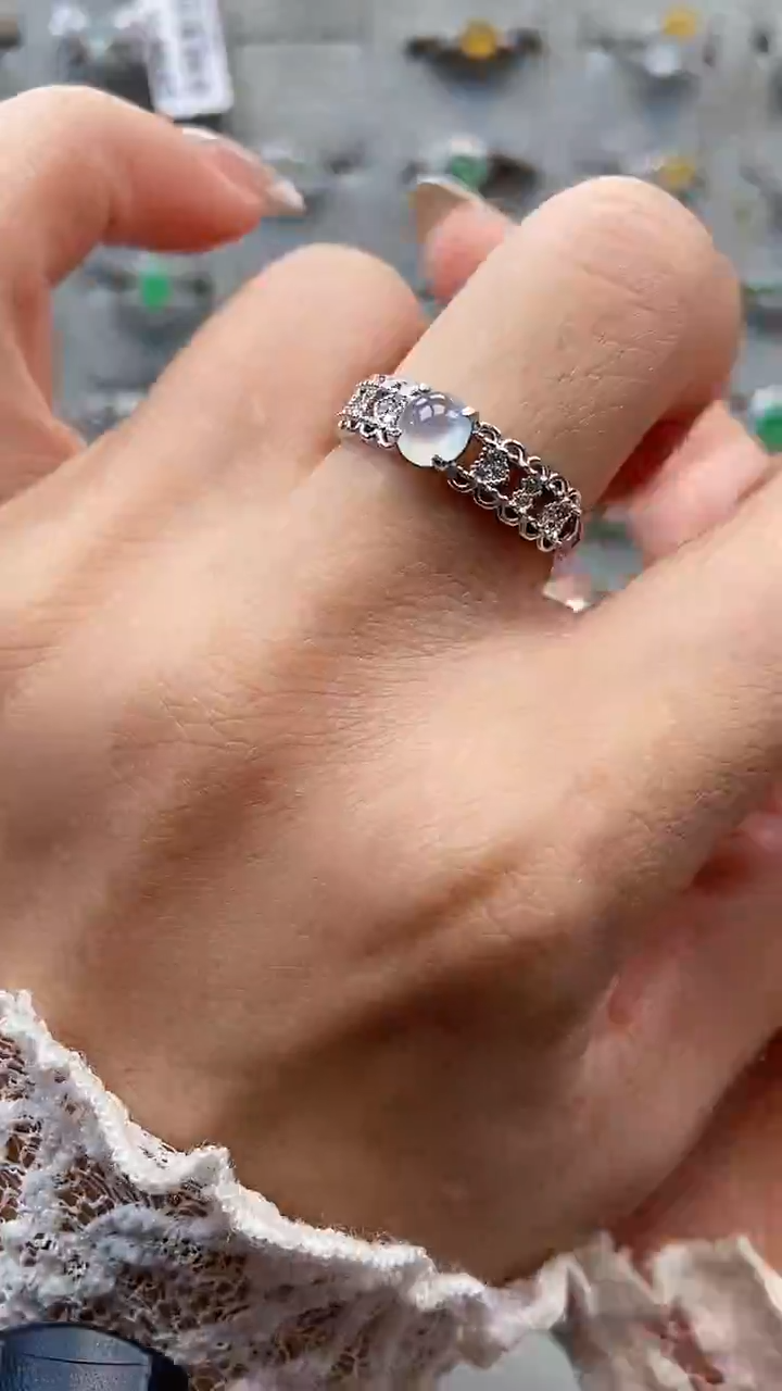 银S925镶嵌戒指翡翠4649