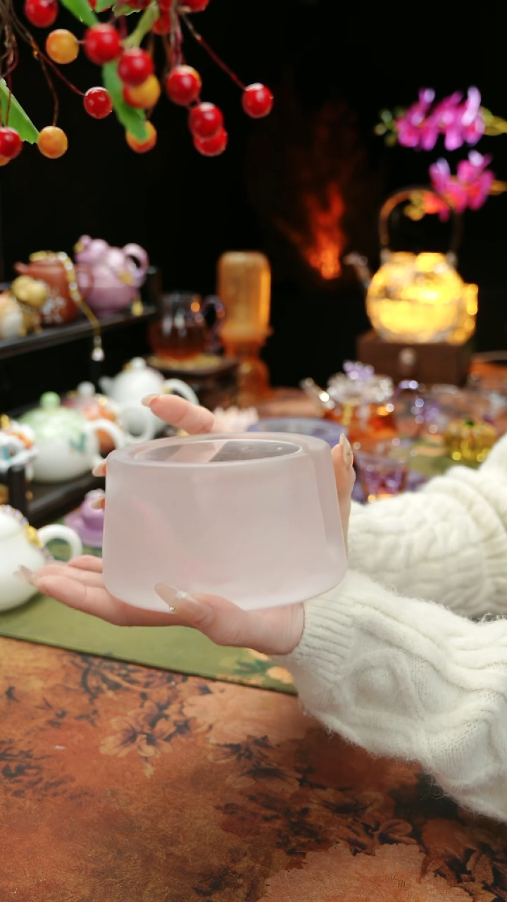 【闪购商品】粉色水晶琉璃蜡烛温茶台