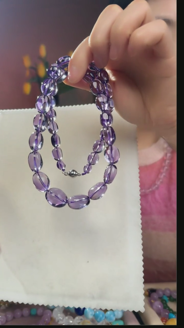 【闪购商品】紫晶项链18K金镶嵌天然紫水晶项链