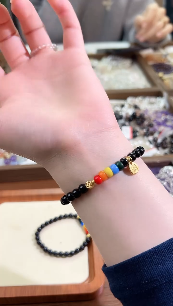 【闪购商品】水晶手链未镶嵌黑曜石L058默认微瑕多样性发货