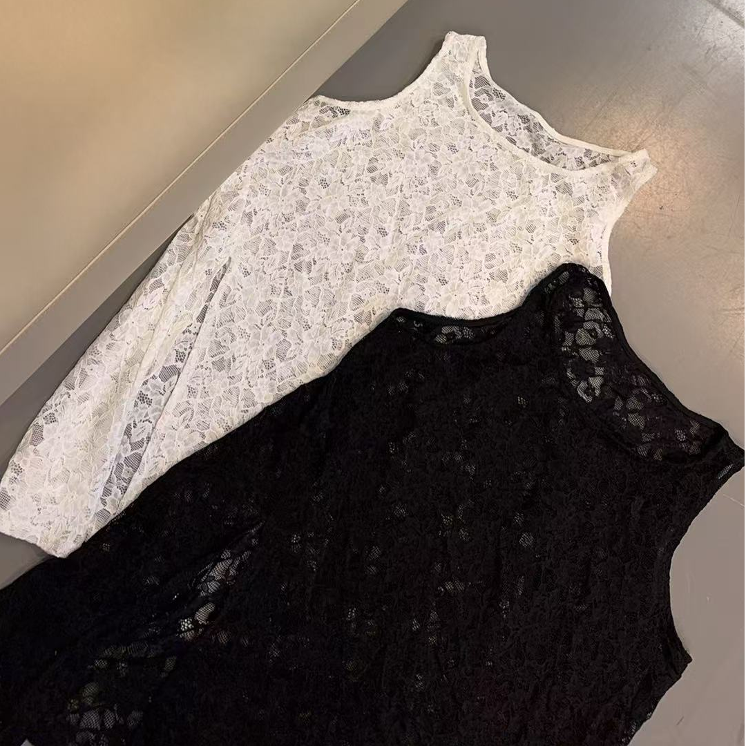 【文乐乐】夏季新款韩版洋气个性提花时尚休闲潮流开叉背心2803