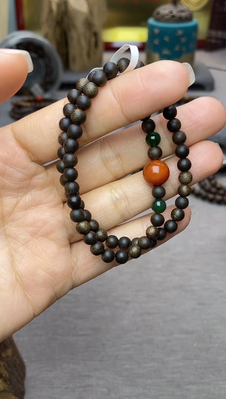 【闪购商品】沉香手串越南顺化紫棋糖结料0.5双圈沉水＋配饰