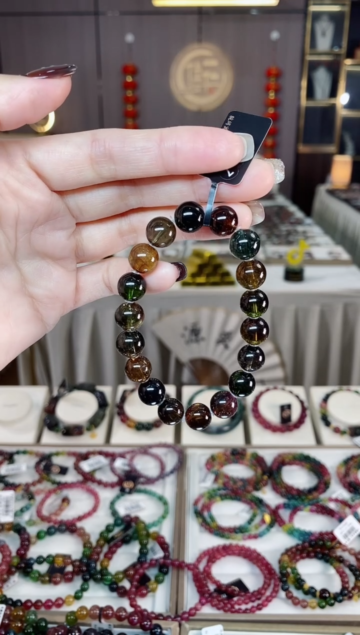 未镶嵌老矿碧玺黑糖净体单圈手串10mm+碧玺dan多样性发货一条