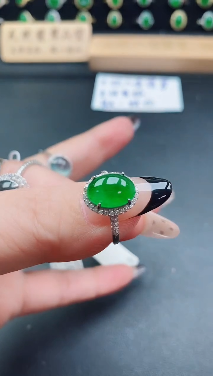 银S925镶嵌戒指翡翠1