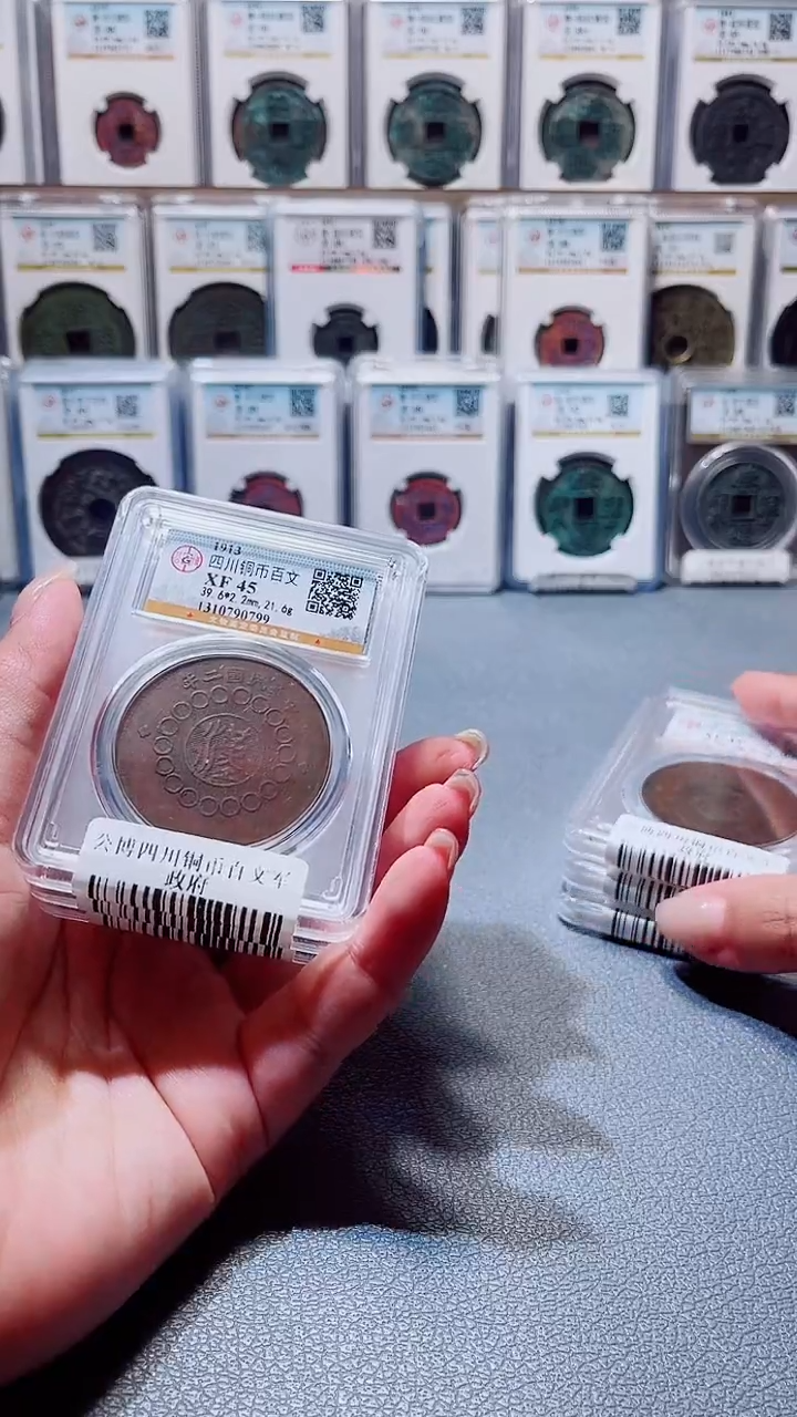 铜A647公博四川铜币百文军政府(柏杨)XF45红铜